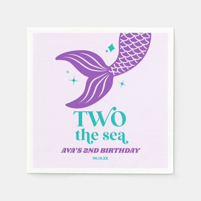 TWO The Sea Mermaid 2nd Second Birthday Party Serviette (Vorderseite)