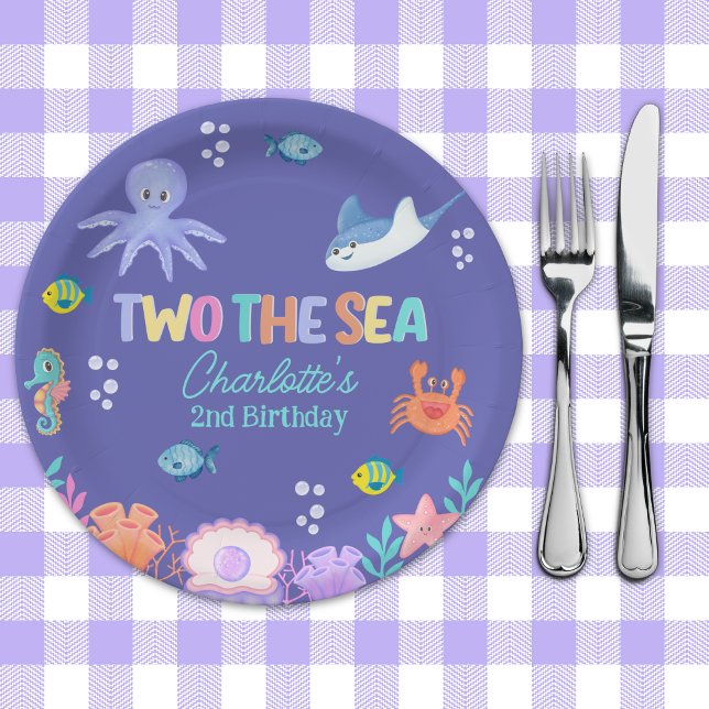 TWO the SEA Party – 2nd Birthday Ocean Theme Pappteller (Von Creator hochgeladen)