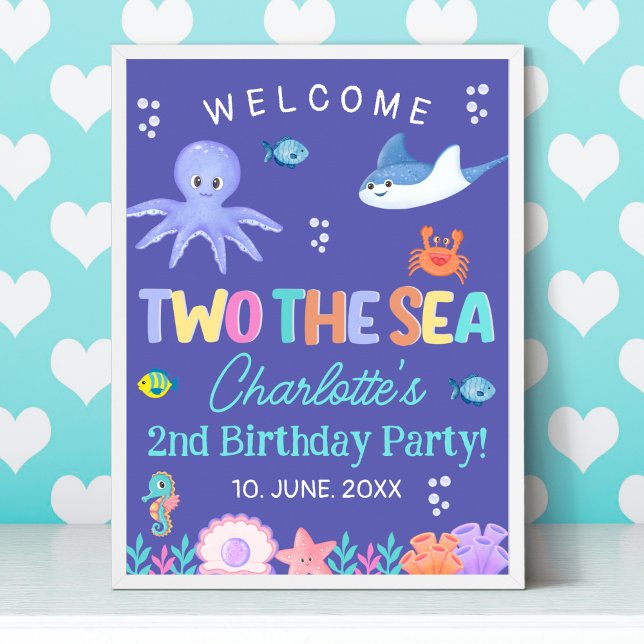 TWO the SEA Party  – Ocean Girl Birthday Decor Poster (Von Creator hochgeladen)