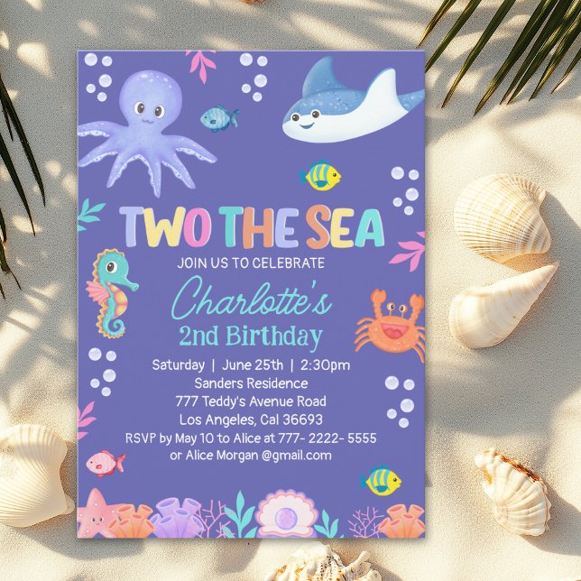 TWO the SEA – Under the Sea 2nd Birthday for Girls Einladung (Von Creator hochgeladen)