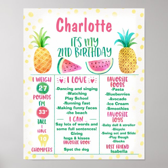 Two-tii Frutti 2. Geburtstag Milestone Poster (Vorne)