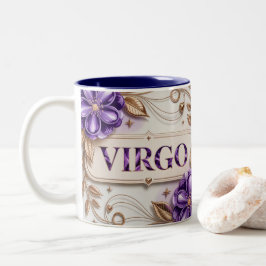 Two Tone Blue White Cream Purple Virgo Mug Zweifarbige Tasse