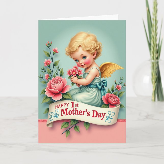 Two Tone Cherub Baby Karte (Vorderseite)