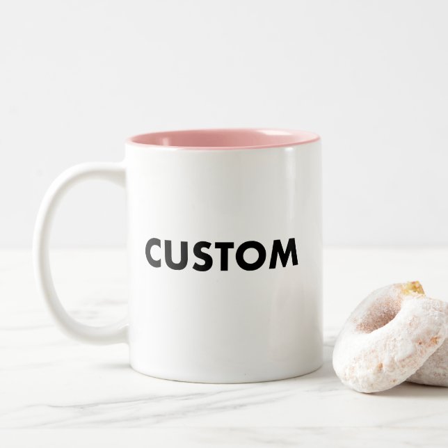 Two-Tone Custom PINK Mug Blank Template - 11oz. Zweifarbige Tasse (Mit Donut)
