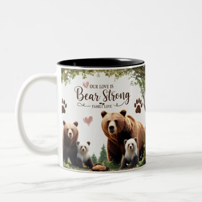 Two-Tone Mug Bear Strong Family Love Woodland  Zweifarbige Tasse (Links)