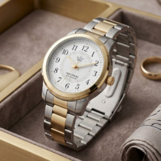 Two Tone Oyster Link Watch Minimalist Crown Logo Armbanduhr