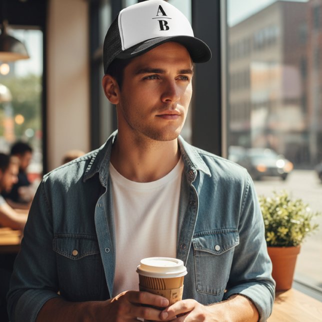 Two-Tone Trucker Hat Customizable Split Initial Truckerkappe (Von Creator hochgeladen)