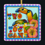 Two Toucans Keramikornament<br><div class="desc">Two Toucans ornament by ArtMuvz Illustration. Matching toucans apparel and beach gifts.  To personalize  add your name or add text instead.  Customize this  Toucan ornament to make it uniquely yours or to give as a personalized gift</div>