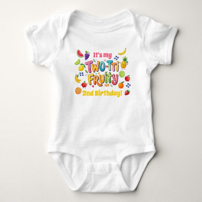 Two-tti Fruity 2nd Birthday Party Baby Strampler (Vorderseite)