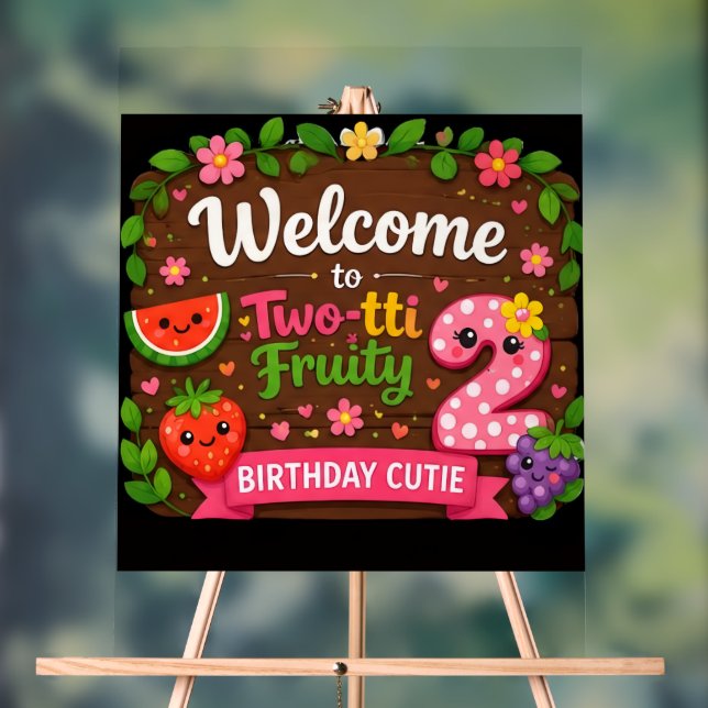 Two-tti Fruity Geburtstags-Willkommensschild Acrylschild (Neutral)
