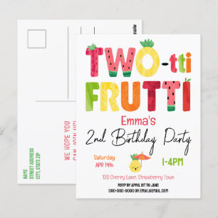 TWO-tti Frutti Cuties 2. Geburtstag Tropisches Obs Postkarte