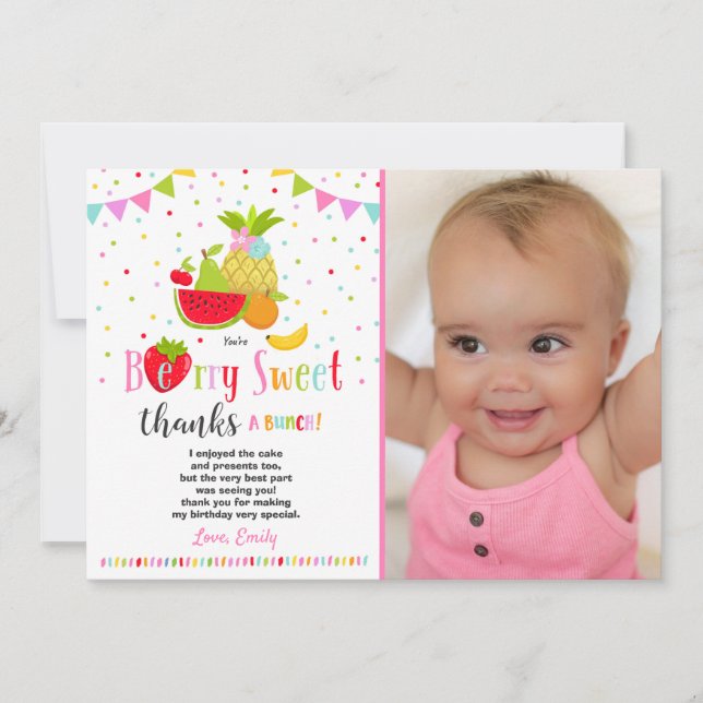 Two-tti Frutti danken Ihnen, Two-tti Frutti Party Dankeskarte (Vorderseite)