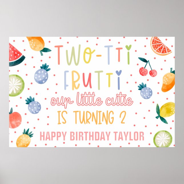 Two-tti Frutti Frucht Zweiter Geburtstag Papier Poster (Vorne)