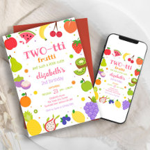 Two-tti Frutti Früchte Kinder 2. Geburtstagseinlad
