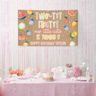Two-tti Frutti Fruit Zweiter Geburtstag Kraftpapie Banner