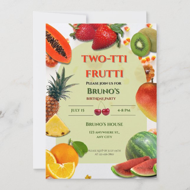 Two-tti Frutti | Geburtstag Einladung (Vorderseite)
