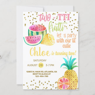 Two-tti frutti Mädchen 2. Geburtstag Einladung. Einladung