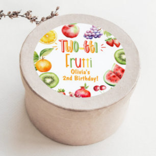 Two-tti frutti Mädchen 2. Geburtstag Party Runder Aufkleber