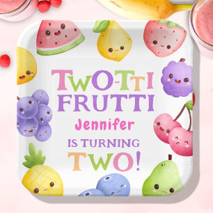 Two-tti Frutti! Mädchen Rosa Süße Frucht 2. Geburt Pappteller