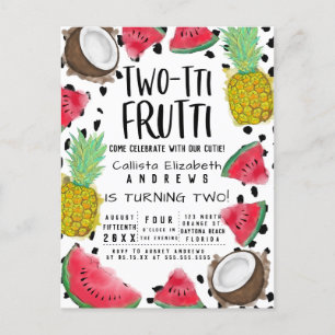 Two-tti Frutti Niedlich Fruit Watercolor 2. Geburt Einladungspostkarte