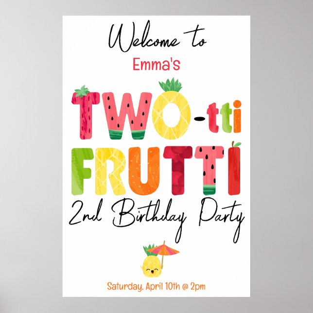 TWO-tti Frutti Süssen 2. Geburtstag Willkommen Poster (Vorne)