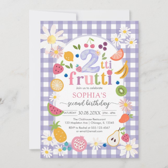 Two-tti Frutti Twotti Fruit Tropical 2nd Birthday  Einladung (Vorderseite)