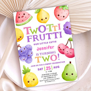 Two-tti Frutti Wasserfarben Mädchen Frucht 2. Gebu Einladung