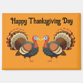 Two Turkeys Thanksgiving Magnet