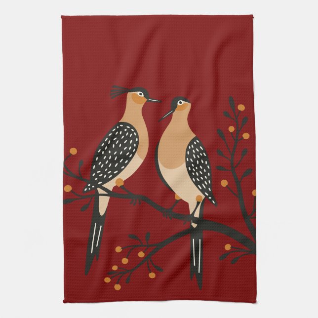 Two Turtle Doves Cut-Out Stencil Retro Style 7 Geschirrtuch (Vertikal)