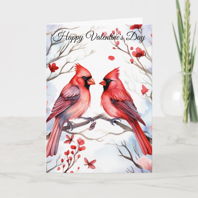Two Valentine Cardinals Feiertagskarte (Vorderseite)