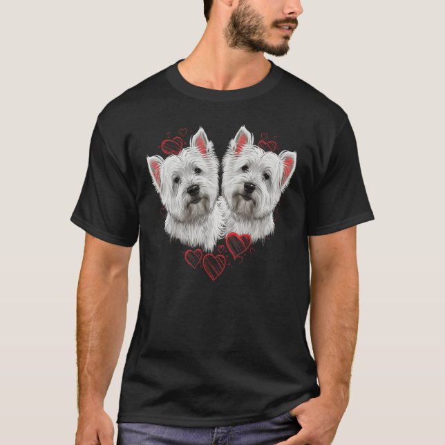 Two West Highland White Terrier Valentines Day Cou T-Shirt (Vorderseite)