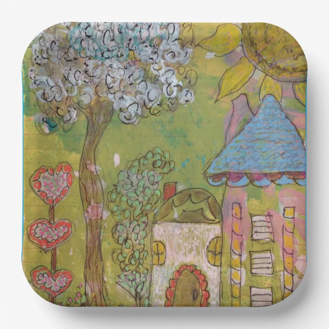 Two Whimsical Houses Pappteller (Vorderseite)
