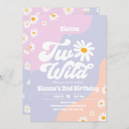 Two Wild 2. Geburtstag Party Boho Floral Daisy Einladung