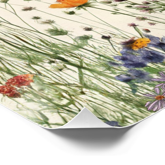 Two Wild Birthday - Boho Cream Wildflower Poster (Ecke)