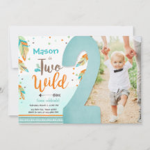 Two Wild Boho Tribal Feathers Boy 2. Geburtstag