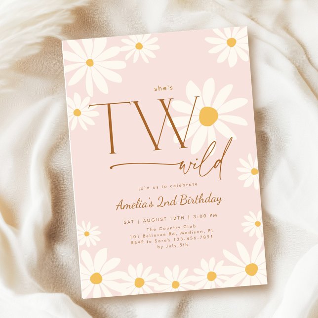 TWO Wild Daisy Floral 2nd Birthday Einladung (Von Creator hochgeladen)