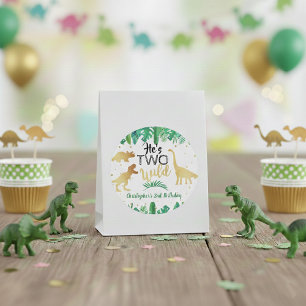 Two Wild Dinosaur Boys 2. Geburtstag Gastgeschenk Runder Aufkleber