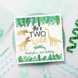 Two Wild Dinosaur Boys 2. Geburtstag Party Serviette