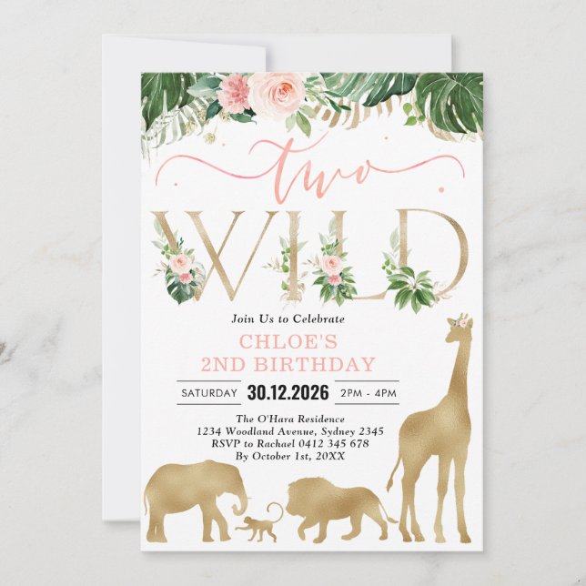 Two Wild Party Animals 2nd Birthday Invitation Einladung (Vorderseite)
