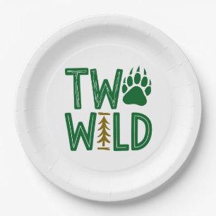 Two Wild - Rustikale Woodsy zum zweiten Geburtstag Pappteller