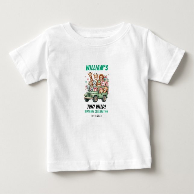 Two Wild Safari Animal 2nd Birthday Party Baby T-shirt (Vorderseite)