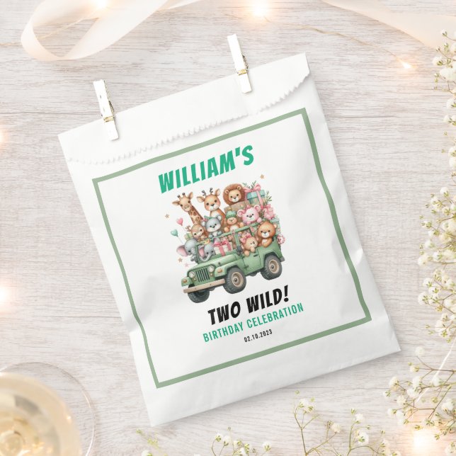 Two Wild Safari Animal 2nd Birthday Party Geschenktütchen (Ausgeschnitten)