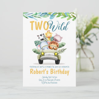 Two Wild Safari Boy zum Geburtstag Einladung