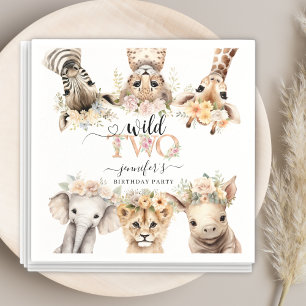 Two Wild Safari Jungle Girl 2. Geburtstag Napkins Serviette