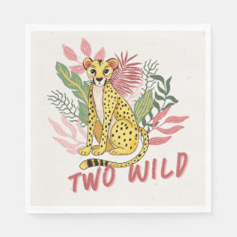 Two Wild Safari Pink Cheetah Kids Birthday Party Serviette