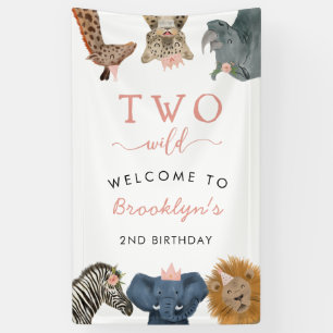 Two Wild Safari Thema Girl's 2. Geburtstag  Banner