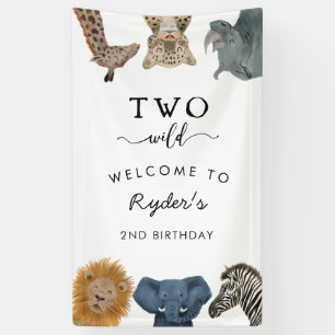 Two Wild Safari Theme Boy 2. Geburtstagsbanner Banner