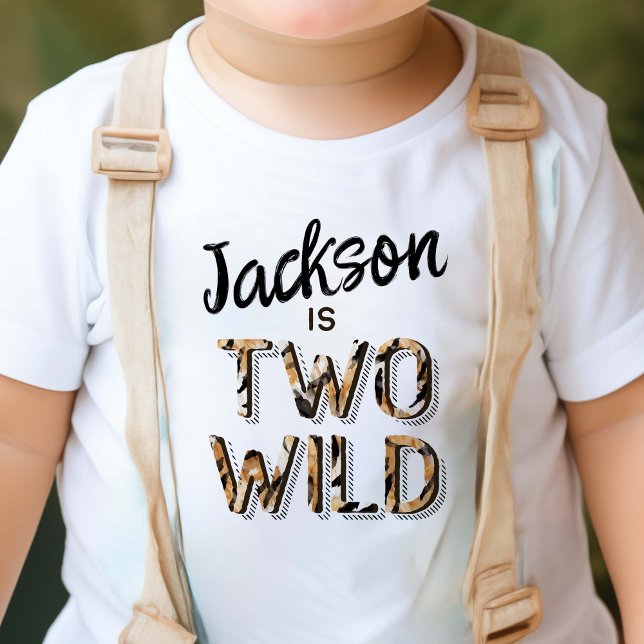 Two Wild Simple Jungle Safari 2. Geburtstag Kleinkind T-shirt (Simple Two Wild, Animal Print Motif, Safari Themed Baby Boy 2nd birthday T-shirt)