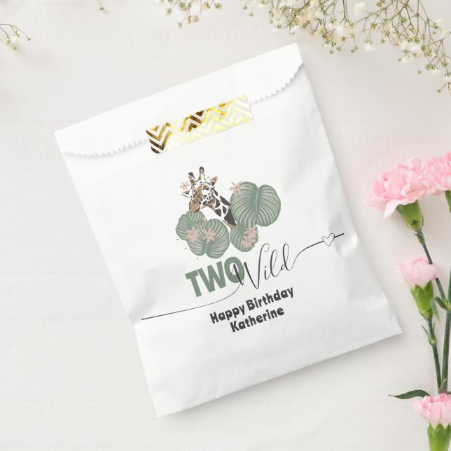 Two Wild Tropical Giraffe Animal Birthday Party  Geschenktütchen (Versiegelt)