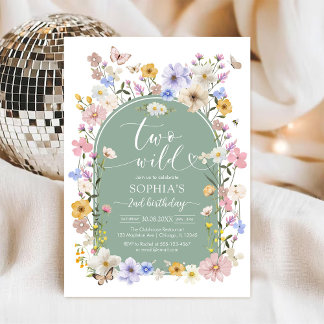 Two Wild Wildflower Animal 2nd Birthday Invitation Einladung
